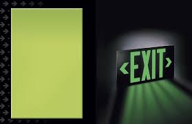 SPECIAL ORDER - Glo Brite Photoluminescent Indoor / Outdoor Maintenance-Free Exit Sign - 100 Foot Viewing