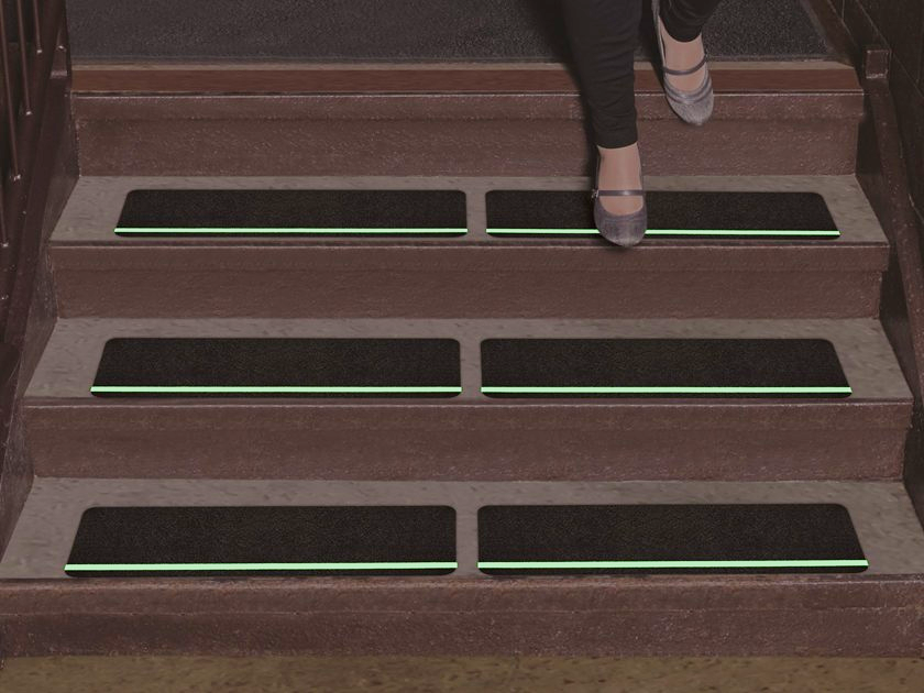 Pkg. of 50 - Glow Stripe Non-Slip STEP TREADS  6" x 24" BLACK