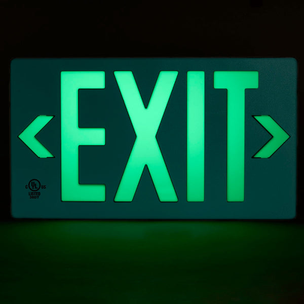 SPECIAL ORDER - Glo Brite Photoluminescent Indoor / Outdoor Maintenance-Free Exit Sign - 100 Foot Viewing