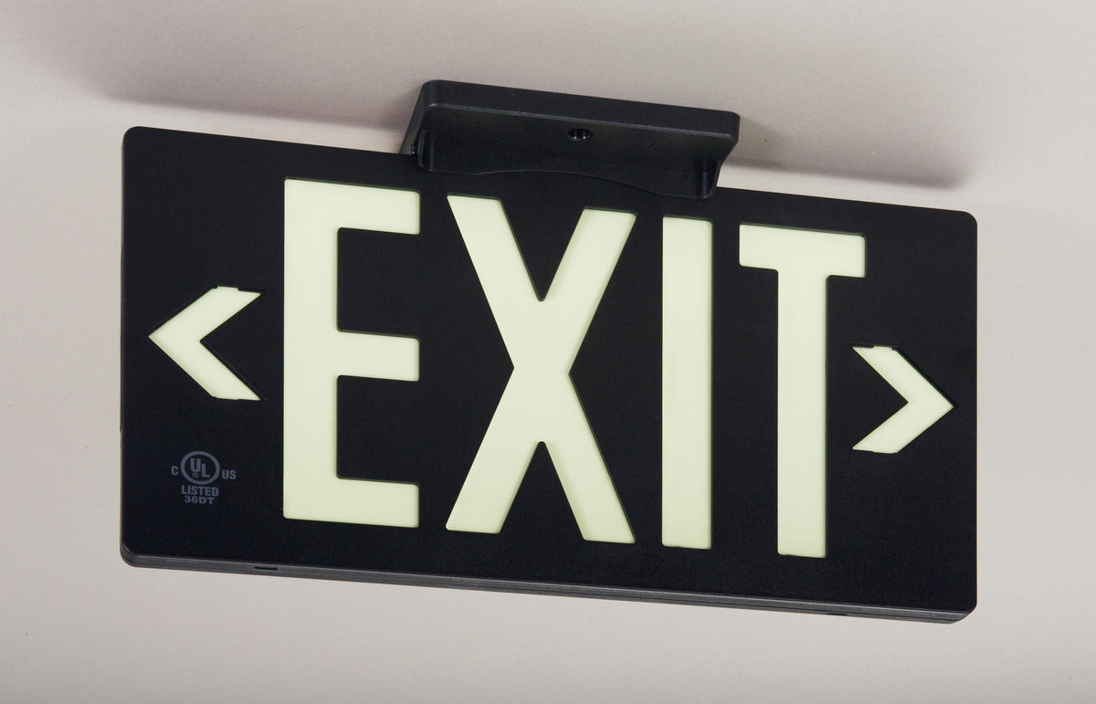 SPECIAL ORDER - Glo Brite Photoluminescent Indoor / Outdoor Maintenance-Free Exit Sign - 100 Foot Viewing