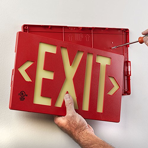 SPECIAL ORDER - Glo Brite Photoluminescent Indoor / Outdoor Maintenance-Free Exit Sign - 100 Foot Viewing